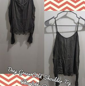 Cold Shoulder Green Top